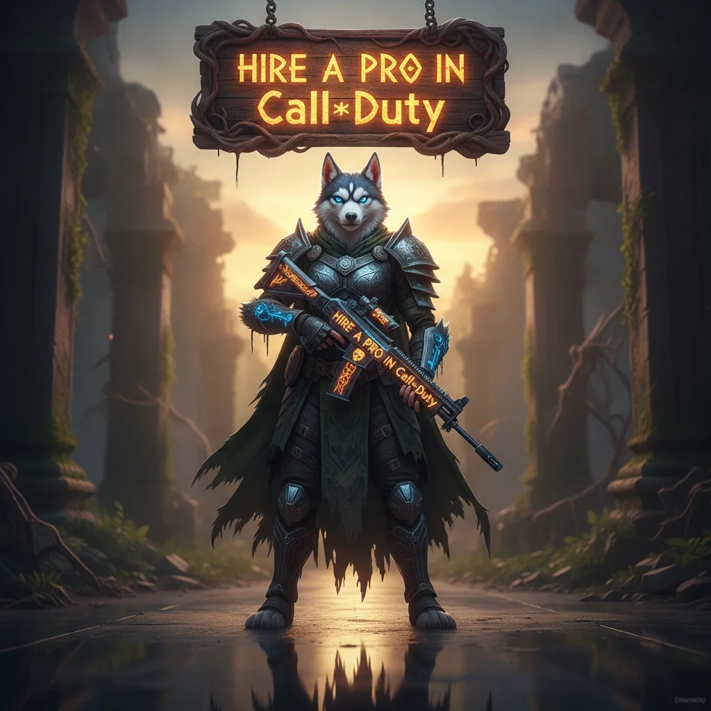 An anthropomorphic Husky character in fantasy armor, set in an environment inspired by game content, representing objectives.