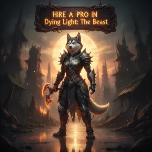 Fantasy game artwork featuring an anthropomorphic husky character in a themed outfit, related to the game Dying Light.