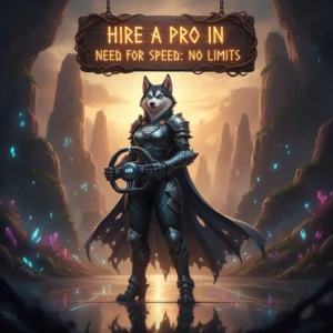 Fantasy artwork featuring an anthropomorphic Husky character, themed around Need for Speed: No Limits, with a focus on game progression.