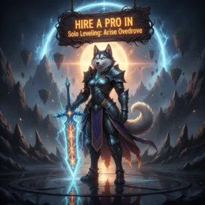 Fantasy artwork of an anthropomorphic husky mage, themed around Solo Leveling: Arise Overdrive game content and objectives.