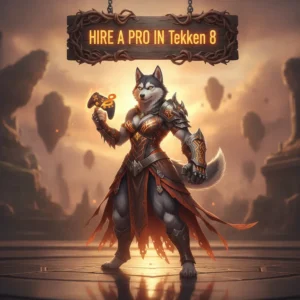 Fantasy artwork featuring an anthropomorphic Husky character, ready for a challenge in a game-inspired setting.