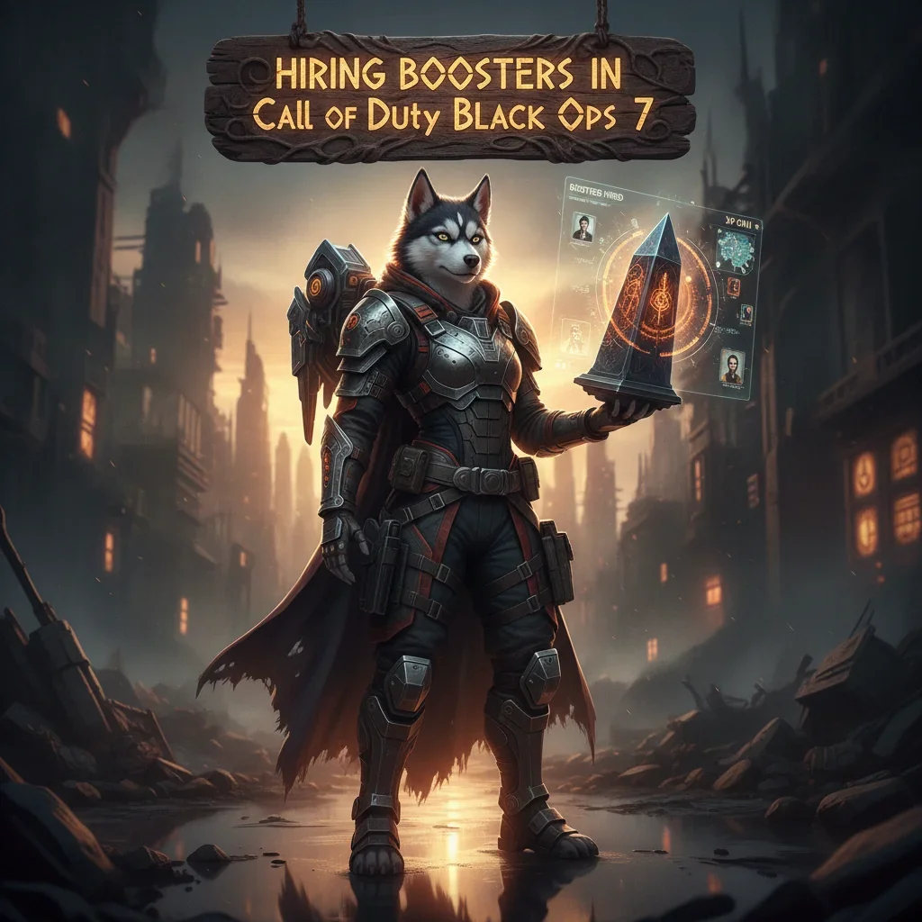 Fantasy artwork featuring an anthropomorphic Husky character, themed around Call of Duty Black Ops 7 content.