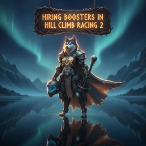 Fantasy game-inspired artwork featuring an anthropomorphic Husky character, themed around hiring boosters and game progression.