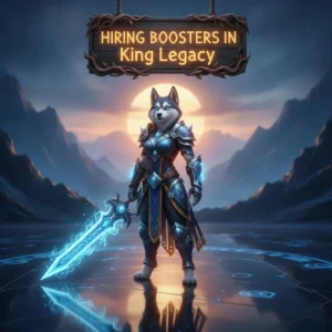 An anthropomorphic Husky character in fantasy armor, representing King Legacy objectives and content completion.