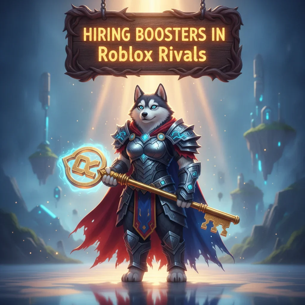 Artwork featuring an anthropomorphic Husky in fantasy attire, inspired by Roblox Rivals game objectives and challenges.