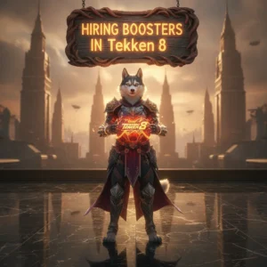 Fantasy artwork of an anthropomorphic Husky character in armor, representing Tekken 8 challenges.
