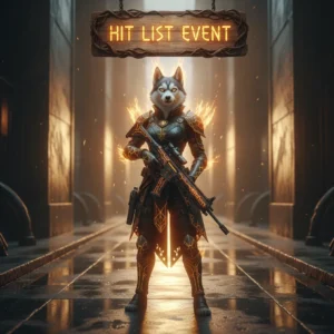 Fantasy game-inspired artwork featuring an anthropomorphic husky in themed armor, connected to Call of Duty Black Ops 6 Hit List Event content and objectives.