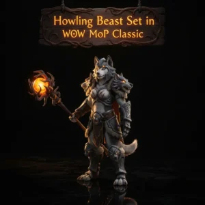 An anthropomorphic Husky character in fantasy armor, inspired by the Howling Beast Set and content from Mists of Pandaria Classic.
