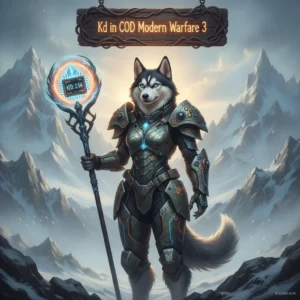 Fantasy artwork featuring an anthropomorphic husky in warrior attire, set in an epic, magical landscape, inspired by enhancing combat performance and player stats.