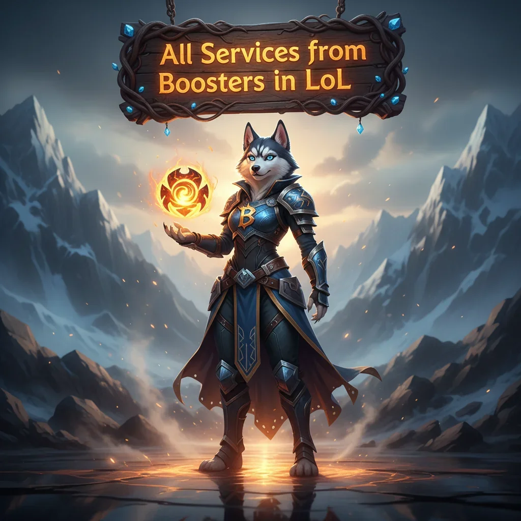 Anthropomorphic Husky character in fantasy armor, representing League of Legends services and game objectives.