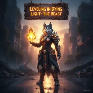 Fantasy game artwork with an anthropomorphic Husky character, representing character level progression content and preparation for confronting formidable 'The Beast' challenges.