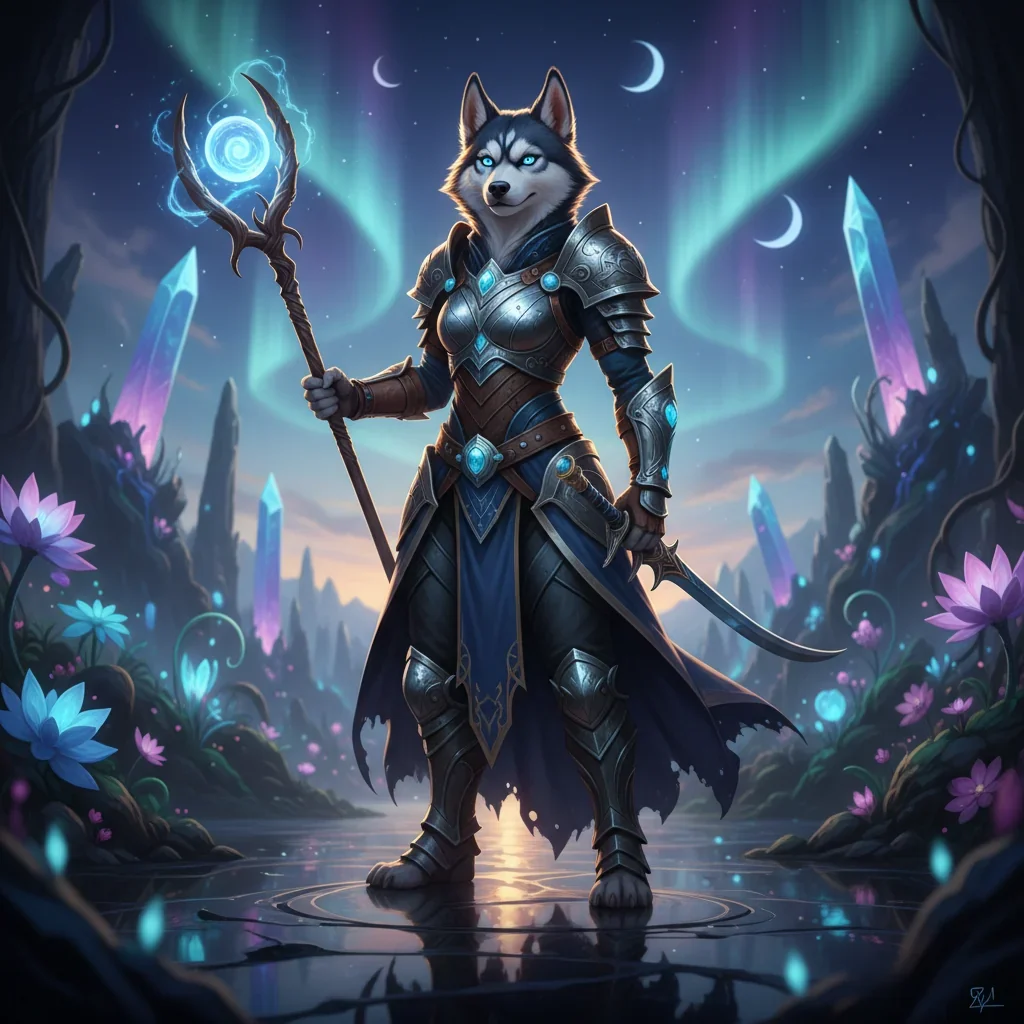 Myndlist innblásin af League of Legends Elo-hækkunarþjónustu, með áherslu á stigakerfi og samkeppnisáskoranir. Husky lukkudýr er í bakgrunni.