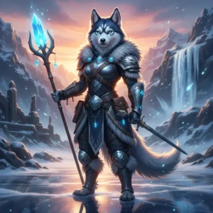 Fantastinis meninis darbas, įkvėptas League of Legends Elo kėlimo paslaugos, su uolos krašto aplinka. Vaizdas susijęs su reitinguotų žaidimų sistemomis ir konkurenciniais tikslais.