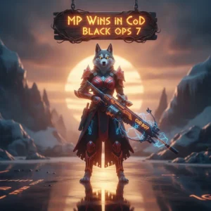Anthropomorphic Husky character in fantasy attire within a game-inspired setting, representing multiplayer victory objectives and performance enhancement content for a fantasy game.