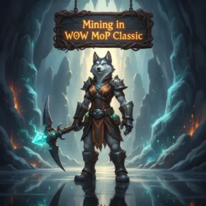 A fantasy artwork with an anthropomorphic husky character in a themed outfit, representing mining content and objectives in a game.
