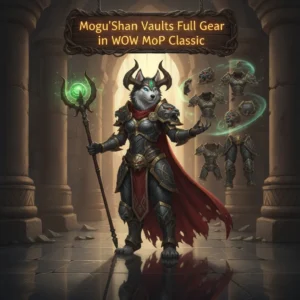Artwork featuring an anthropomorphic Husky character themed around the Mogu'shan Vaults raid in WoW Mists of Pandaria Classic.