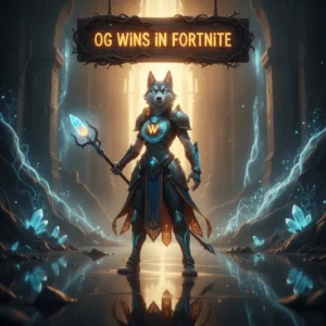 Anthropomorphic Husky character in fantasy armor amidst a competitive gaming victory scene, inspired by win-streak objectives and high-tier accomplishments.