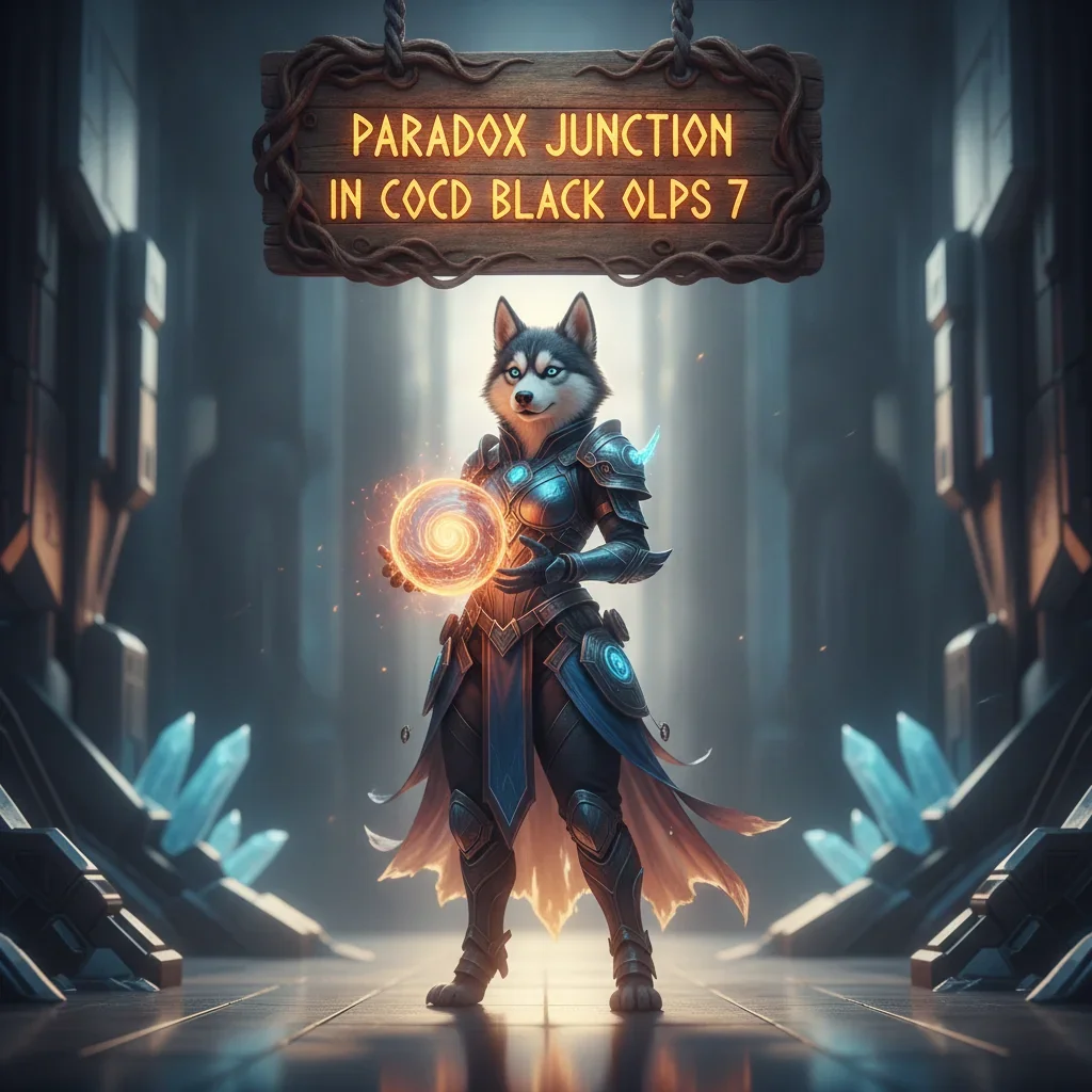 An anthropomorphic Husky character in a futuristic fantasy environment, representing content related to a Paradox Junction boost within Call of Duty Black Ops 7.