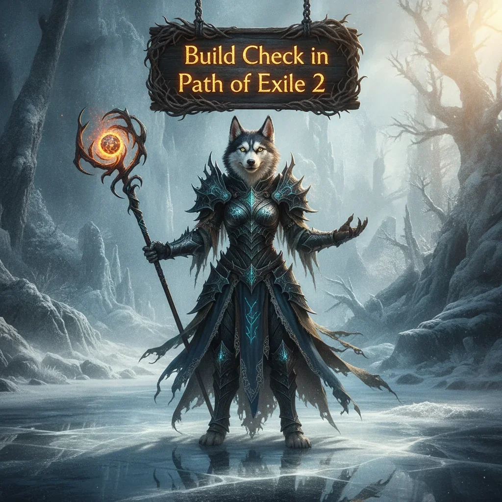 Fantasy artwork of an anthropomorphic husky character related to Path of Exile 2 build optimization and game content.