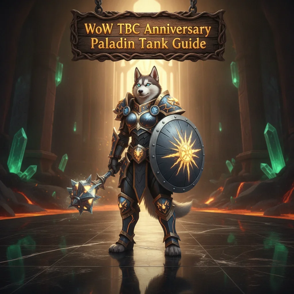 A heavily armored Prot Paladin, shield glowing, holding aggro on multiple demons in a raid setting in The Burning Crusade Classic.