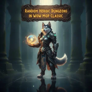 Artwork featuring an anthropomorphic Husky character in a fantasy setting, inspired by heroic dungeon content.