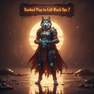 An anthropomorphic Husky character in fantasy battle armor, themed around competitive ranked play content and objectives in CoD Black Ops 7.