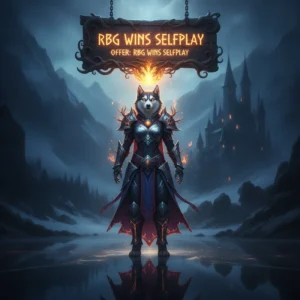 Fantasy artwork of an anthropomorphic husky in game-inspired attire, representing RBG selfplay boost content.