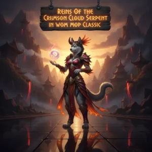 An anthropomorphic Husky character in fantasy armor, set against a vibrant background, representing the Crimson Cloud Serpent mount.