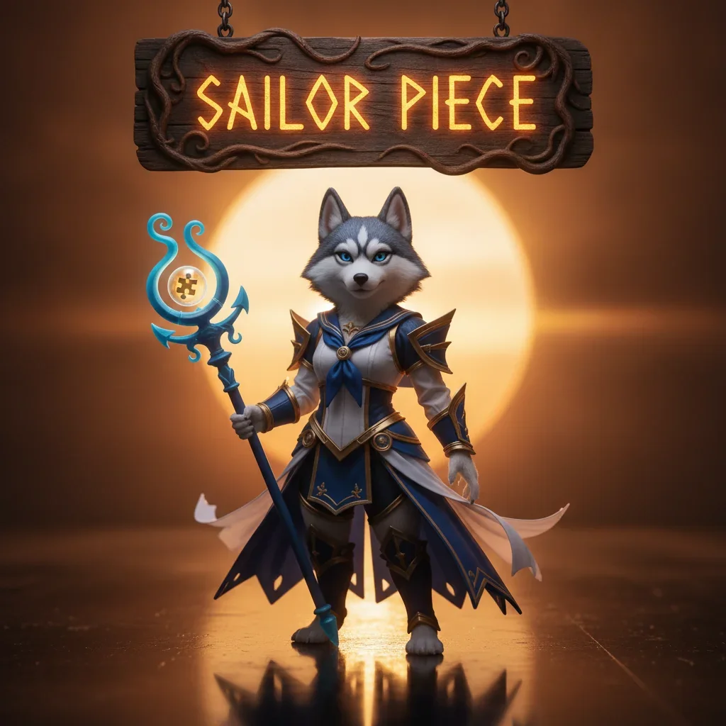 Fantasy artwork featuring an anthropomorphic Husky in a sailor-themed outfit, representing game content and objectives.