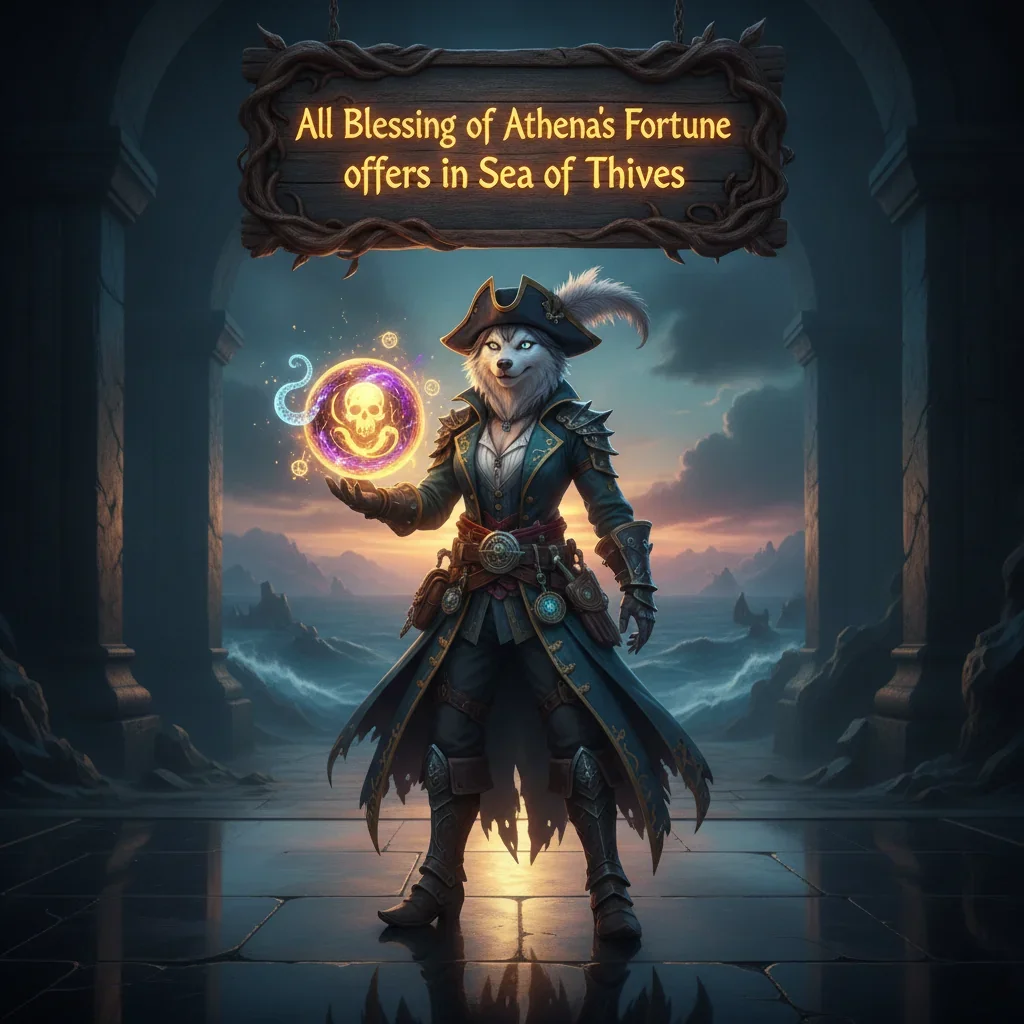 Fantasy artwork featuring an anthropomorphic husky character in pirate attire, set in a mystical, game-inspired sea environment.