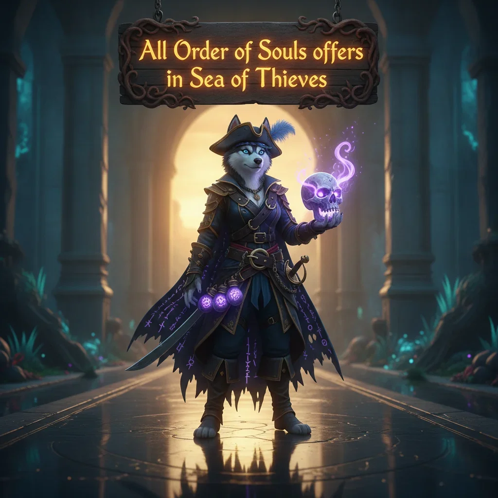 Fantasy game-inspired artwork featuring an anthropomorphic Husky character themed around the Order of Souls faction.