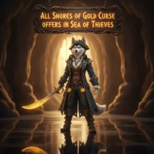 Fantasy artwork of an anthropomorphic husky character related to the Sea of Thieves Shores of Gold Curse content.