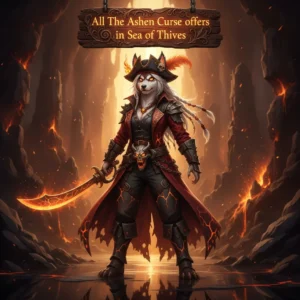 Fantasy artwork of an anthropomorphic Husky character in pirate attire, themed around the Ashen Curse in Sea of Thieves.