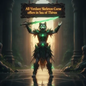 A fantasy image of an anthropomorphic husky character representing the Verdant Skeleton Curse in Sea of Thieves.