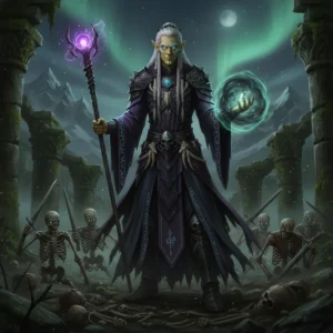 Arte promocional de fantasía inspirado en el Servicio de Aumento de Elo para LoL, centrado en sistemas de clasificación y desafíos competitivos.