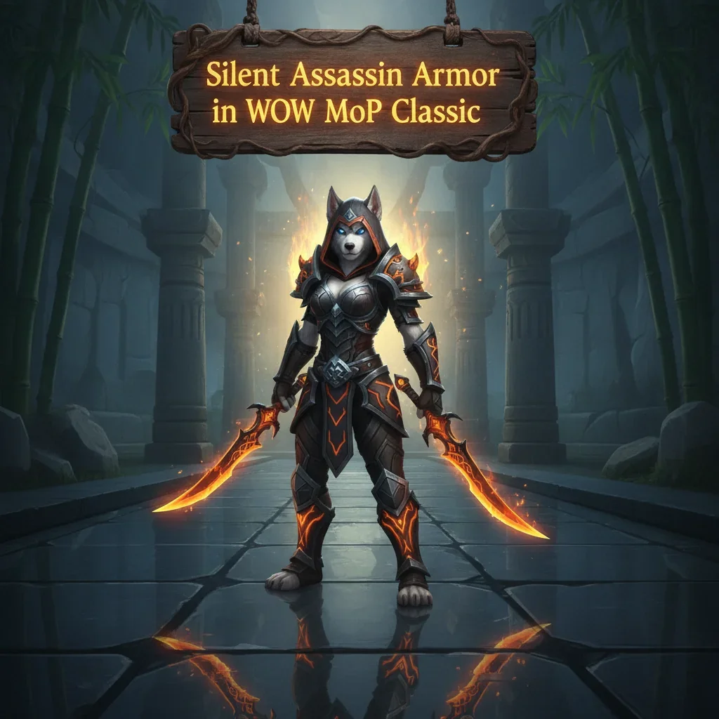 Artwork of an anthropomorphic husky wearing stealthy armor in a fantasy environment, representing an armor boost.