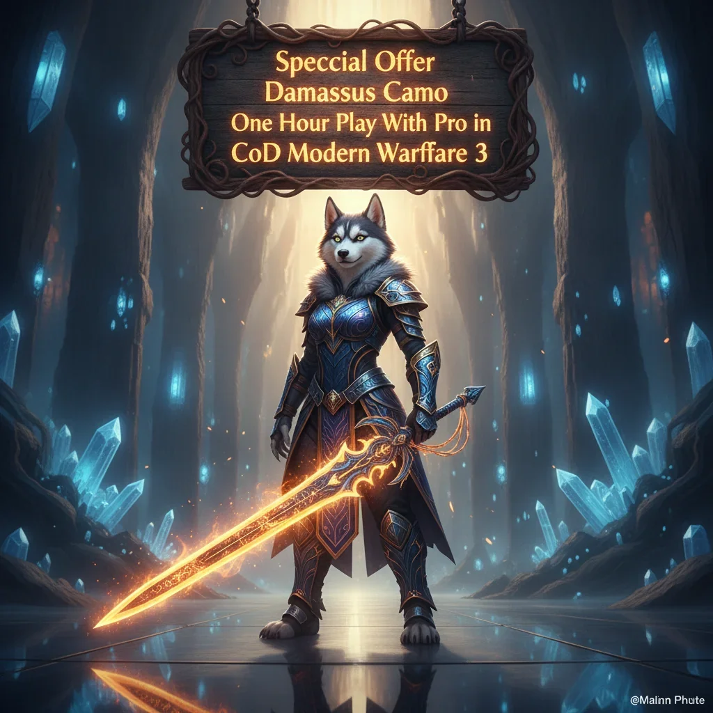 An anthropomorphic husky in fantasy artwork, wearing unique armor with a camouflage pattern, inspired by expedited progress and gameplay sessions.