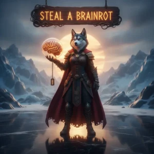 Fantasy game-inspired artwork featuring an anthropomorphic husky character in a magical, brain-enhancing setting.