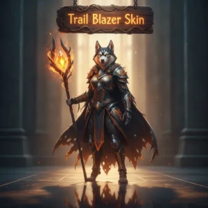 Anthropomorphic husky in themed attire, representing Call of Duty Black Ops 6 Trail Blazer Skin content. Fantasy artwork focused on cosmetic progression.