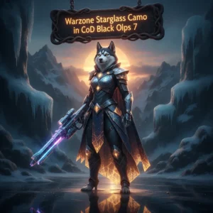 Fantasy artwork of an anthropomorphic husky in a themed outfit, representing Warzone Starglass Camo challenges and weapon cosmetic unlocks.