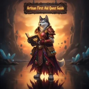 Screenshot of a character completing the Artisan First Aid Triage quest in WoW Classic, showing quest giver and objectives.