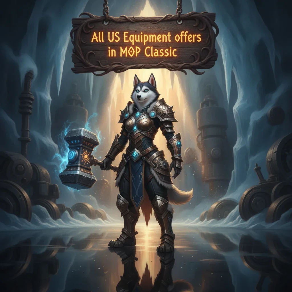 Fantasy game artwork representing World of Warcraft Mists of Pandaria Classic equipment content and progression.