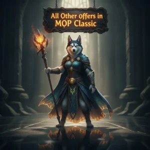 A fantasy game-inspired image featuring an anthropomorphic husky character in an oriental-themed outfit, representing Mists of Pandaria game content and guides.