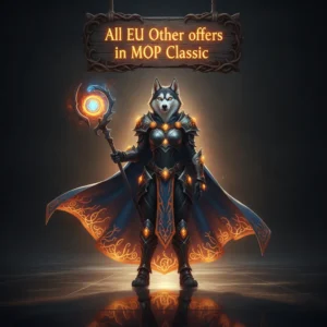 Fantasy artwork featuring an anthropomorphic husky character in a themed outfit, representing Mists of Pandaria Classic content and objectives.
