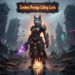 A fantasy game-inspired image of an anthropomorphic husky in themed attire, representing Call of Duty Black Ops 6 Zombies Prestige Calling Cards progression.