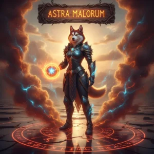 An anthropomorphic husky character in fantasy armor amidst a mystical landscape, representing Astra Malorum challenges in CoD Black Ops 7.