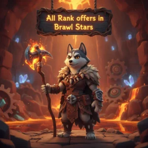 Fantasy game-inspired artwork featuring an anthropomorphic husky character in a themed outfit, representing Brawl Stars rank progression.