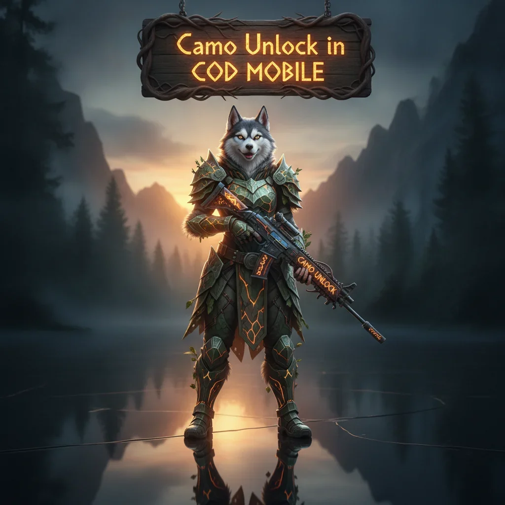 A fantasy game-inspired image featuring an anthropomorphic Husky character in a themed outfit, representing weapon customization content.