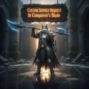 Fantasy artwork featuring an anthropomorphic husky in armor, inspired by custom service requests in Conqueror’s Blade.