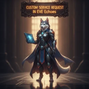 Fantasy artwork featuring an anthropomorphic Husky character in a futuristic space-themed environment, representing custom service content.
